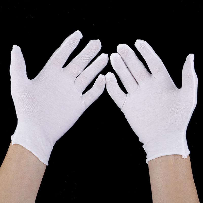 White Inspection Cotton Work High Stretch Gloves Coin Jewelry Lightweight AI 