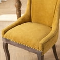 thumbnail image 6 of PORKISS Dining Chairs Set of 2, Thickened Fabric Chairs with Solid Wood Legs, Modern Upholstered Dining Chairs, Golden Yellow, 6 of 12