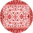 thumbnail image 1 of Ahgly Company Machine Washable Indoor Round Abstract Red Modern Area Rugs, 5' Round, 1 of 4