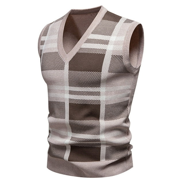 Kalauyu Chandail Sans Manches en Pur Coton pour Homme, Col en V, Coupe Régulière, Tricot, Chandail Sans Manches, Automne Hiver