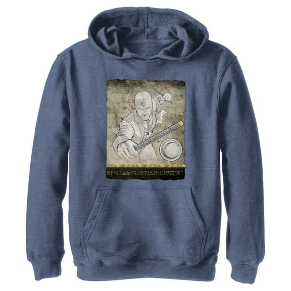 Boy's Marvel: Moon Knight Mr. Knight Action Pose  Pull Over Hoodie Navy Blue Heather X Large