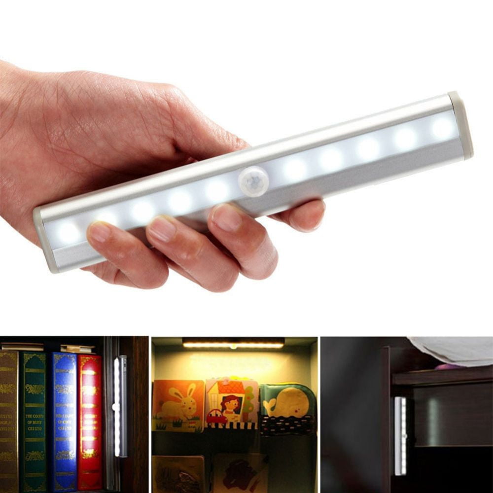 VIVIHEYDAY Night Light Bar for Wardrobe Stairs Kitchen, Motion Sensor Closet Lights Wireless 10 LED Under Cabinet Lights, 1 Pack