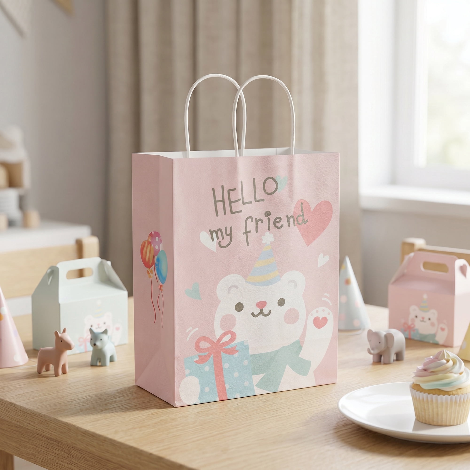Unique Bargains 6Pcs Multi-Purpose Sturdy Treat Gift Bags Pink 5.9" x 3.1" x 8.3"