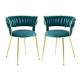 thumbnail image 5 of ARCTICSCORPION Modern Leisure Dining Chairs, Set of 2, Velvet Upholstered Accent Side Chair, Makeup Vanity Chair, Mid-Back Accent Chair with Gold Metal Legs for Living Room Kitchen, Teal, 5 of 7