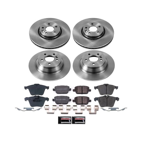 Front and Rear Brake Pad Rotor Shoe Drum Kit - Compatible with 2018 - 2024 Nissan Kicks S - Power Stop
