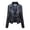 Dark Blue, variant on WREESH Fashion Winter Jacket Womens Solid Color Short Zipper Casual Jacke Tlong Sleeve Hoodless Cardigan Tops Black