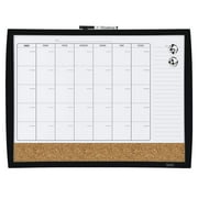 Quartet Combination Magnetic Whiteboard Calendar & Corkboard, 17" x 23" Black