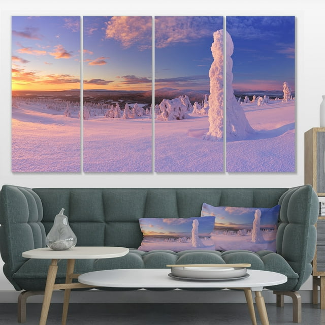 Frozen Trees on Mountain Panorama - Landscape Canvas Art Print