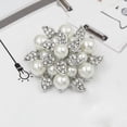 thumbnail image 2 of MasteelfCA 2PCS Fashion Rhinestones Pearls Wedding Party Shoe Clips Double Leaf Flowers Crystals Shone Buckles (Silver), 2 of 7