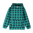 thumbnail image 3 of Girls & Boys Hoodies with Front Pocket Pullover Fleece Lined Sweatshirts Size 4-14 Teens Kids Casual Long Sleeve Plaid Printed Warm Hooded Tops, 3 of 6