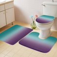 thumbnail image 2 of Teal Purple Ombre Bath Mat 3 Piece Bathroom Rug Set, Turquoise Gradient Modern Abstract Art Non Slip Bath Rug Contour Mat and Toilet Lid Cover, Absorbent Shower Mats Soft Bath Rugs and Mats Sets, 2 of 8