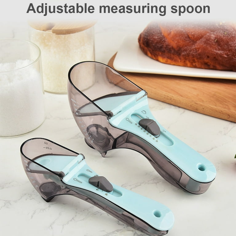 SANAG Adjustable Measuring Cups and Spoons Sets Plastic Scoop Measuring Cup  with Magnetic Kitchen Tool 