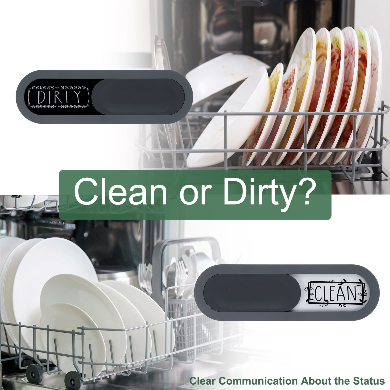 Unique Bargains Dishwasher Magnet Clean Dirty Sign Kitchen Home Decor Use Gray