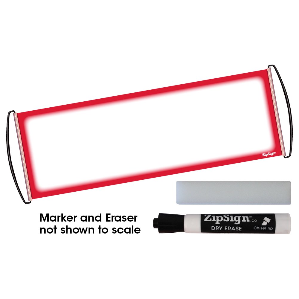 ZipSign Red Set Dry Erase Banner Set Includes Banner, Black Dry Erase