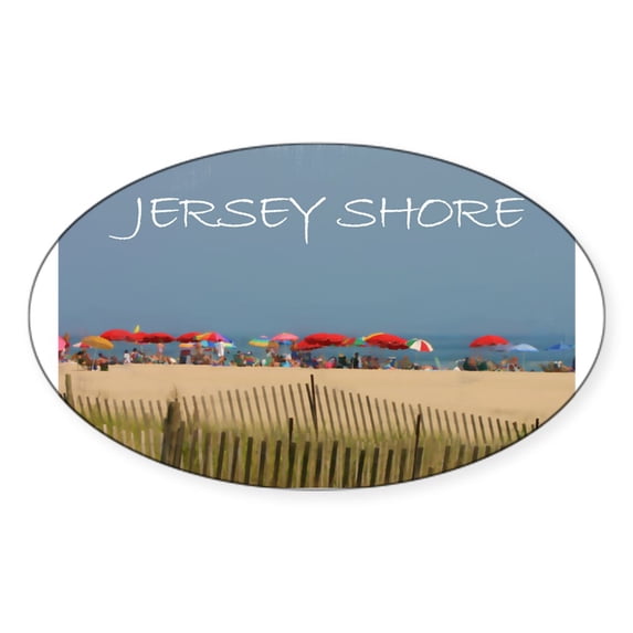 CafePress - Jersey Shore Beach Umbrellas Sticker - Sticker (Oval)