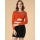 thumbnail image 3 of Disfraz de Navidad Allegra K para mujer Tops con purpurina Manga larga Slim Fit Crop Top naranja XS, 3 of 6