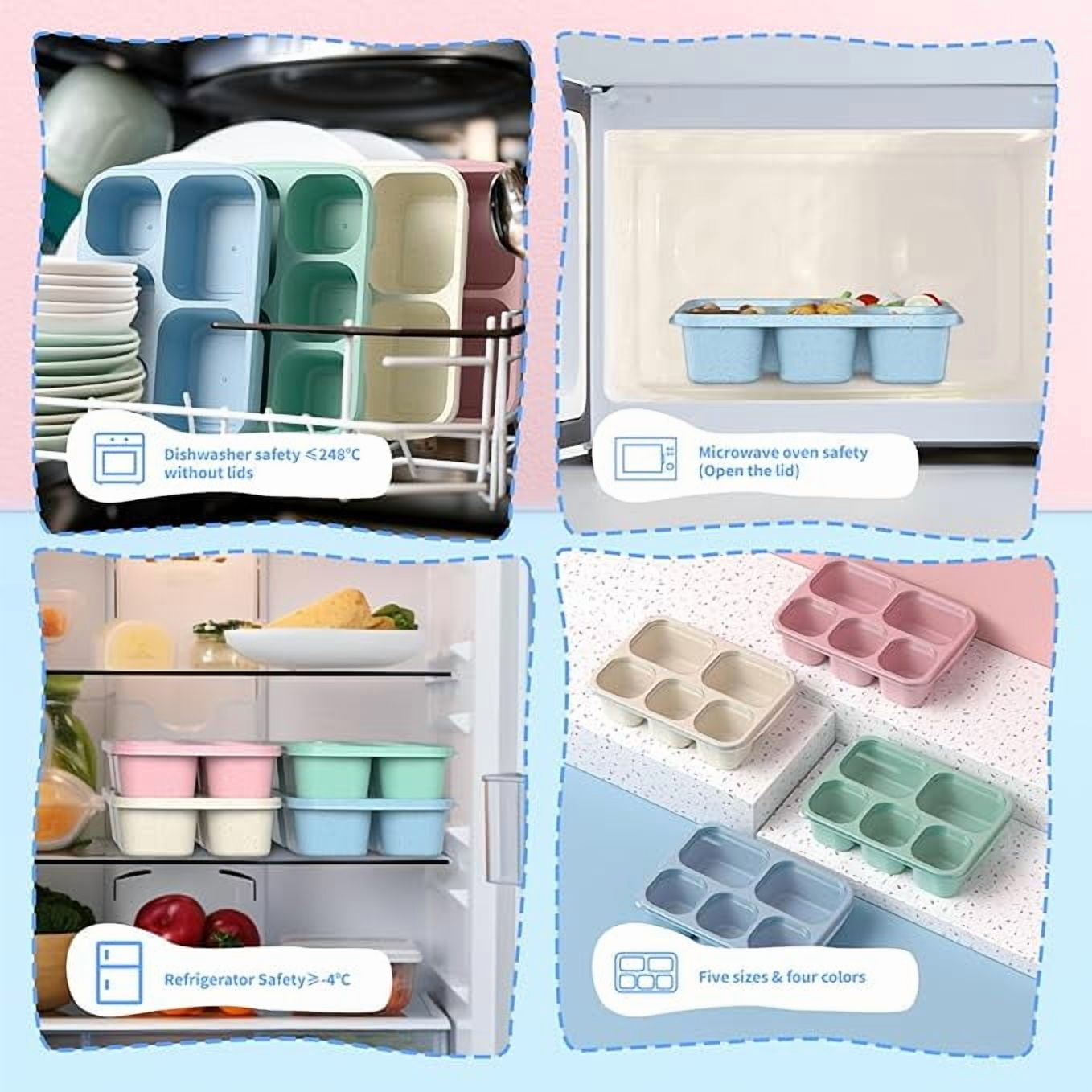 Bento Box Adult Lunch Box - 4 Pack, 5 - Compartment Meal Prep Container for family, Reusable Food Stor Snack Containers - Stackable for , Work, and Travel (Wheat(Green/Blue/Pink/Beige))