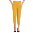 thumbnail image 2 of Utoimkio Women's High Waist Capri Trousers,Comfort Pull-On Pants with Button Accents, 2 of 6