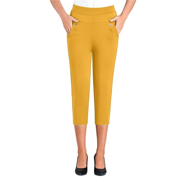 Besolor Plus Size Capris for Women High Waisted Dressy Casual Pants Stretch Slim Business Work Capri Leggings with Pockets