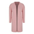 thumbnail image 6 of Womens Long Sleeve Cardigan with Pockets Long Length Open Front Sweater Casual Solid Color Loose Knit Coats (Pink 2XL), 6 of 6