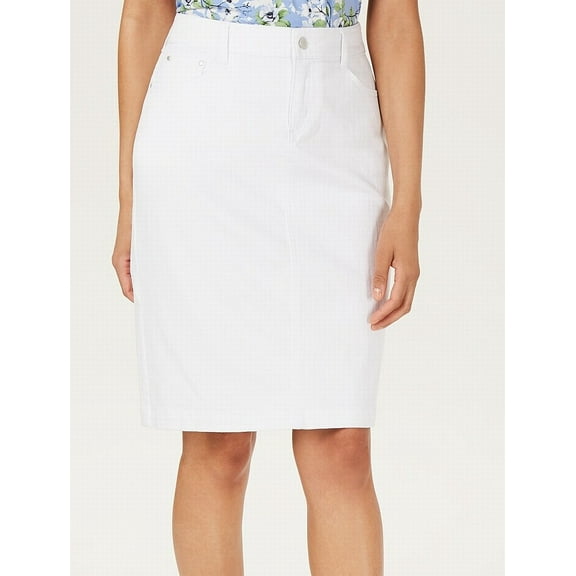 Charter Club Petite Denim Tummy Control Skirt Bright White 4P