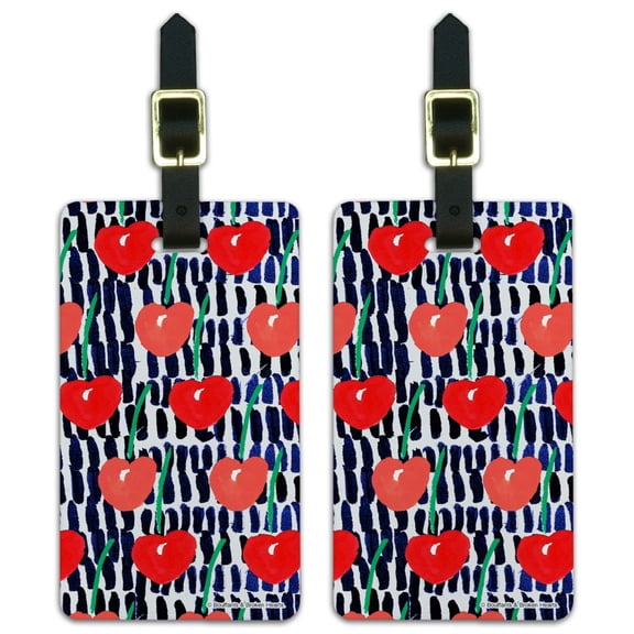 Cheerful Cherries Luggage ID Tags Suitcase Carry-On Cards - Set of 2