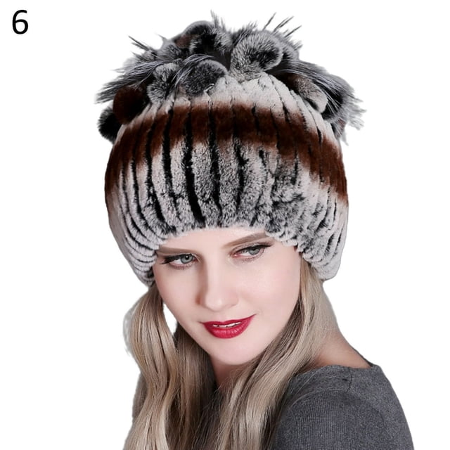 Bonnet d'Hiver en Fausse Fourrure pour Femmes, Épais, Extérieur, Anti-Froid, Chaud, Tricoté