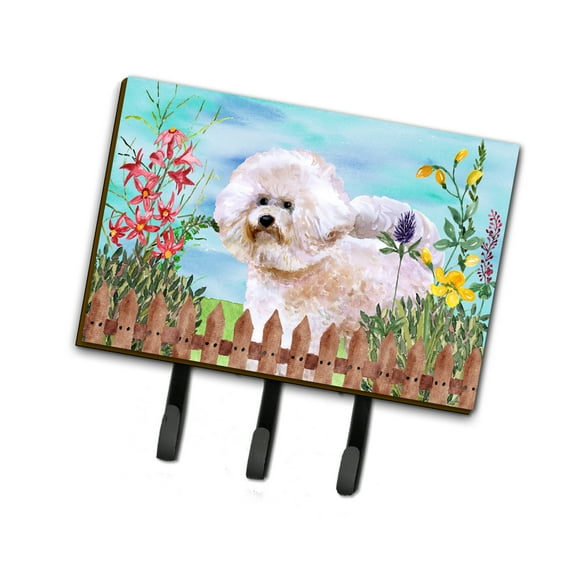 Bichon Frise 2 Spring Leash or Key Holder