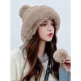 thumbnail image 5 of Spencer Women Winter Beanie Hat Peruvian Ski Ear Flaps Caps Fuzzy Pompom Beanie Hat Knit Fleece Lined Warm Hat, Pink, 5 of 12