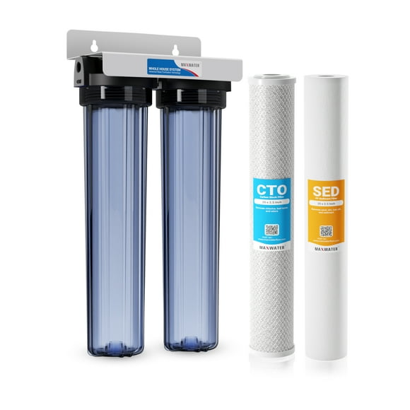 Max Water Système de Filtration d'Eau 2 Étapes pour Toute la Maison (20 x 2.5 Pouces) - Sédiments + CTO