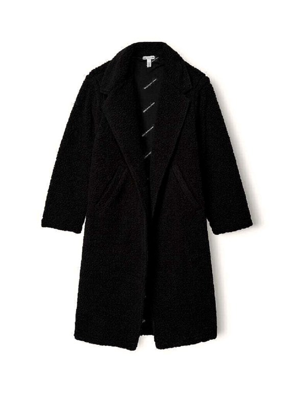 Pink Chloe X Halle Long Black Sherpa Trench Coat Medium NWT