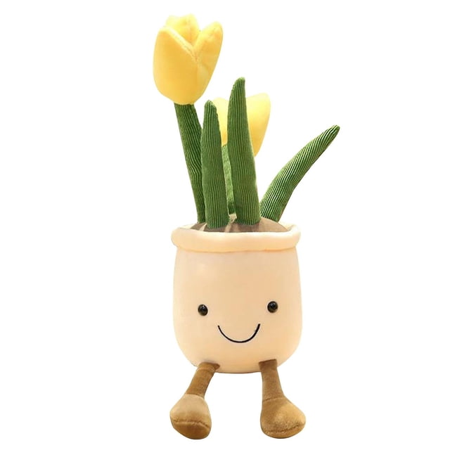 Muñeca de peluche con forma de planta simuladora de flores, decoración interior, 35 cm