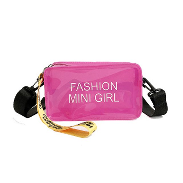 Coffee Bolso cruzado transparente para mujer, Color caramelo, letras, moda de verano, Mini bolsas de mensajero de hombro, bolso pequeño de gelatina de Pvc