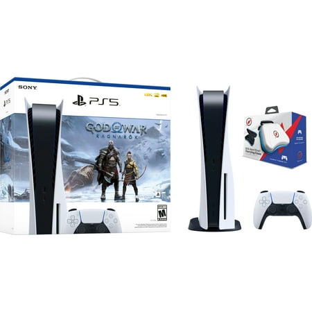 PS5 Console Sony Playstation 5 (Disc Edition) with PS5 Controller, Controller Case, and God Of War Ragnarok Bundle Edition