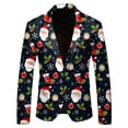 thumbnail image 1 of Stylish Men's for Christmas Featuring Unique Snowflake Santa Print with Pocket Lapel Button Closure for Holiday Events, 1 of 3