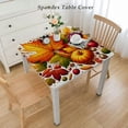 thumbnail image 2 of nygtbtfer Thanksgiving Rectangle Tablecloth , Leave Pumpkin Elastic Edged Table Cover Reusable Fabric for Kitchen Dinning Outdoor Cafe Tabletop Decor, 2 of 7