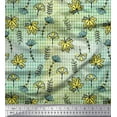 thumbnail image 1 of Soimoi Green Cotton Voile Fabric Maple Leaves & Artistic Floral Check Print Fabric by Yard 42 Inch Wide, 1 of 3