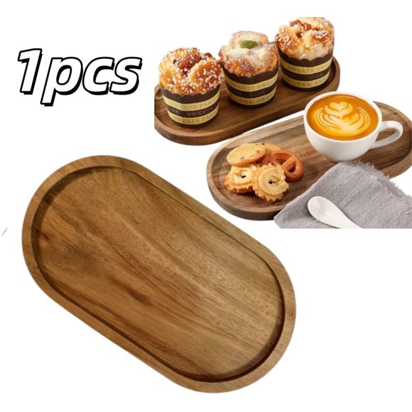 Small wooden tray - Fine-grained acacia wood - Small cutting board for cooked food - Countertop tray - 19*10.5*1.5 cm - Suitable for storing food or bathroom essentials at home - Natural wood color.