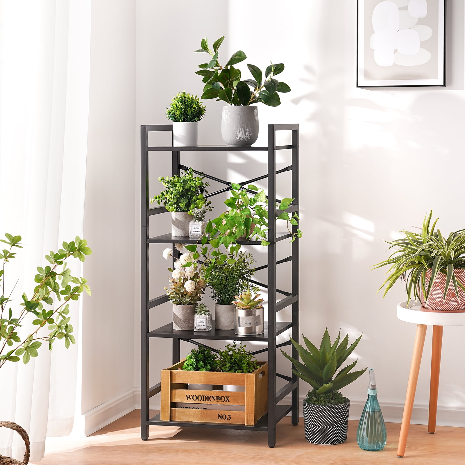 4 Tier Bookcase, Small Bookshelf Storage for Bedroom, Living Room, Office Home, Black