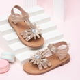 thumbnail image 2 of newwalpole Girls Sandals Summer Flats Dress Sandals Shoes Toddler/Little Kid Gold for Size 6, 2 of 7