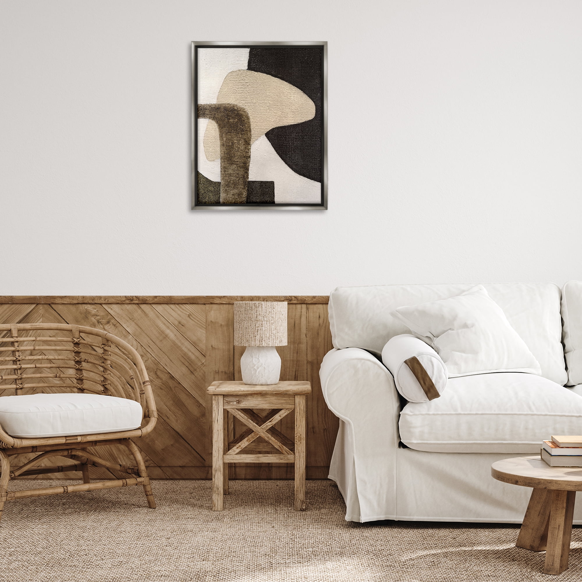 Stupell Industries Southwestern Neutrals Pattern Abstract Painting Gray Floater Framed Canvas Art Print Wall Art, 25 x 31