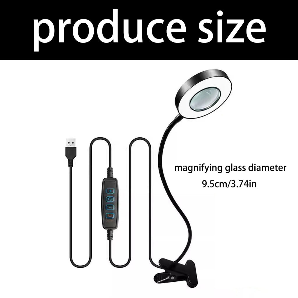 LED Desk Magnifiers 360 Adjustable Neck Strong Clamps for Reading Crafts Use