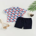 thumbnail image 2 of PENGXIANG Jour de l'Indépendance Garçons Vêtements d'Été Manches Courtes Col Rabattu Tops Shorts Ensembles, 2 of 6
