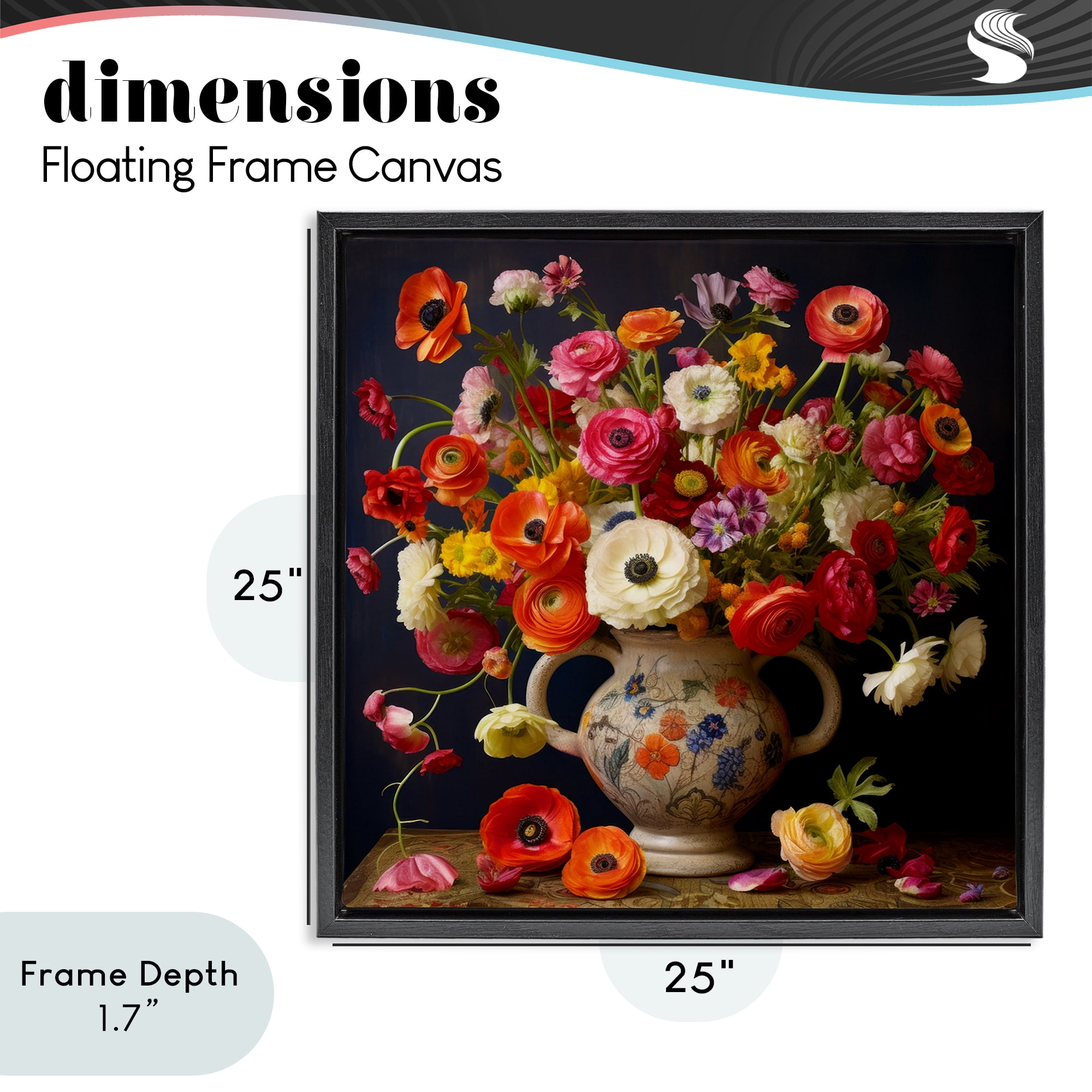 Stupell Industries Harmonious Bouquet Composition Black Framed Floater Canvas Wall Art, design by Lazar Studio