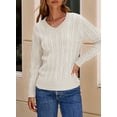 thumbnail image 4 of DOKOTOO Sweaters for Women Cable Knit Pullover Sweaters Long Sleeve V Neck Sweaters Jumper Tops, 4 of 7