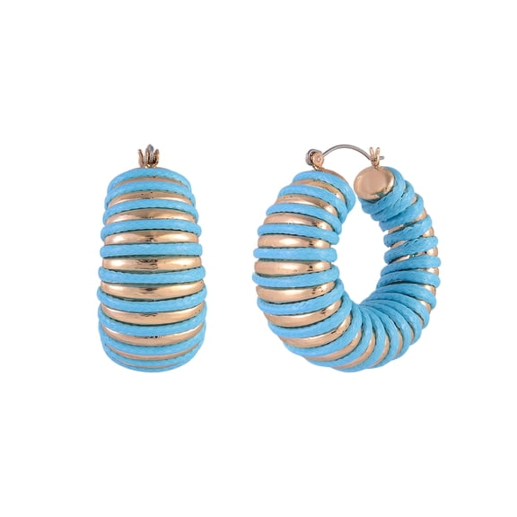 Time and Tru Goldtone Blue Cord Wrapped Hoop Earring