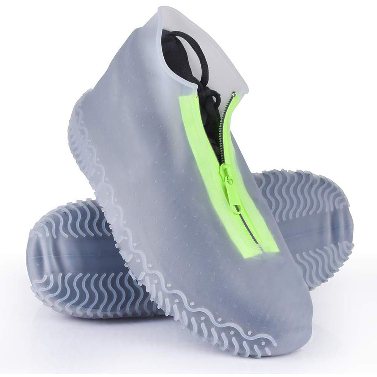 Dibiao Outdoor Shoe Protectors,Waterproof Shoe Covers Reusable Folding Not-Slip Silicone Rain Shoe Covers with Zipper Outdoor Shoe Protectors 