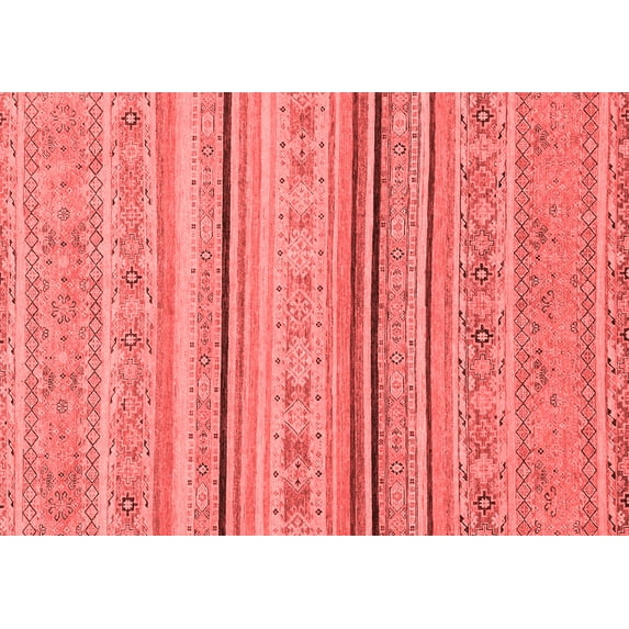 Ahgly Company Machine Washable Indoor Rectangle Abstract Red Modern Area Rugs, 7' x 10'