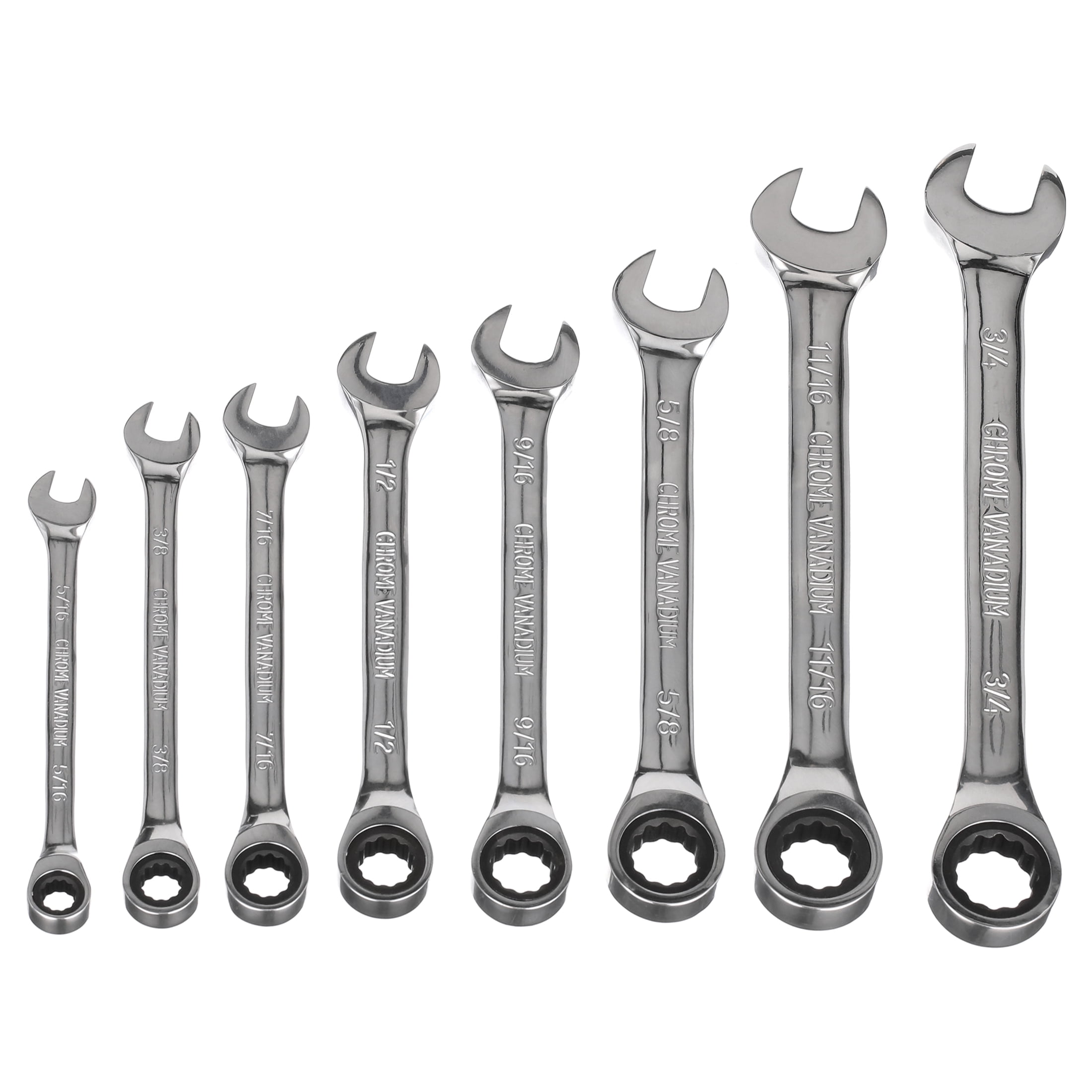 HART 8-Piece SAE Ratcheting Wrench Set with Tool Pouch, Chrome Vanadium