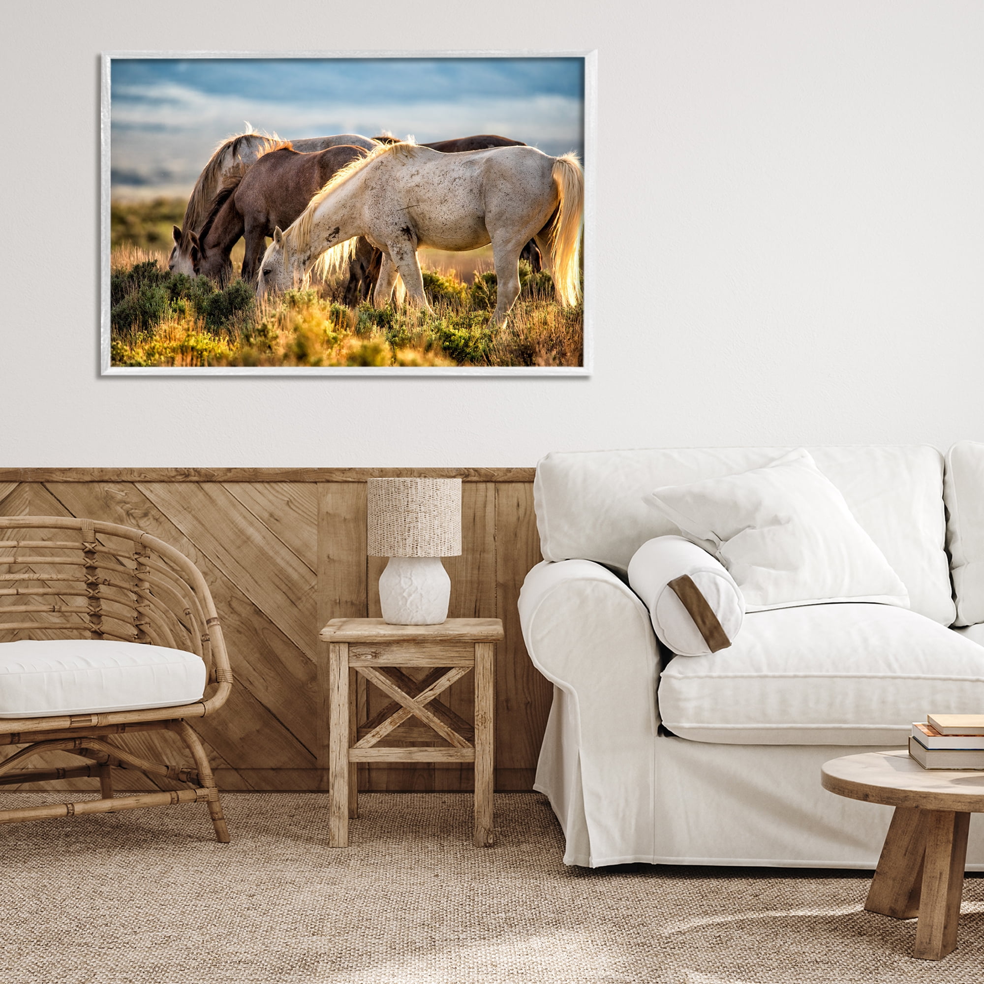 Stupell Industries Equine Evening Graze White Framed Giclee Art, design by Tim West